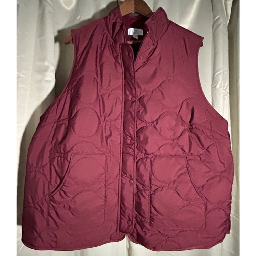 Croft & Barrow Women’s Plus 2X Burgundy Quilted Fleece Lined Puffer Vest